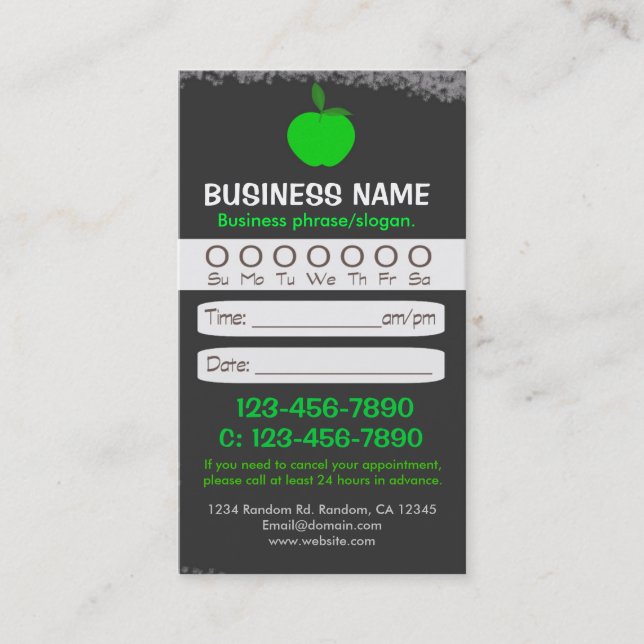 Tarjetas de cita de manzana para profesores de piz (Anverso)