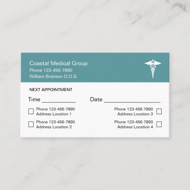 Tarjetas de cita de Médico de ubicación múltiple (Anverso)