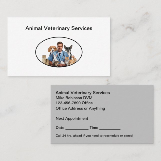 Tarjetas de cita de Médico médico veterinario (Anverso / Reverso)