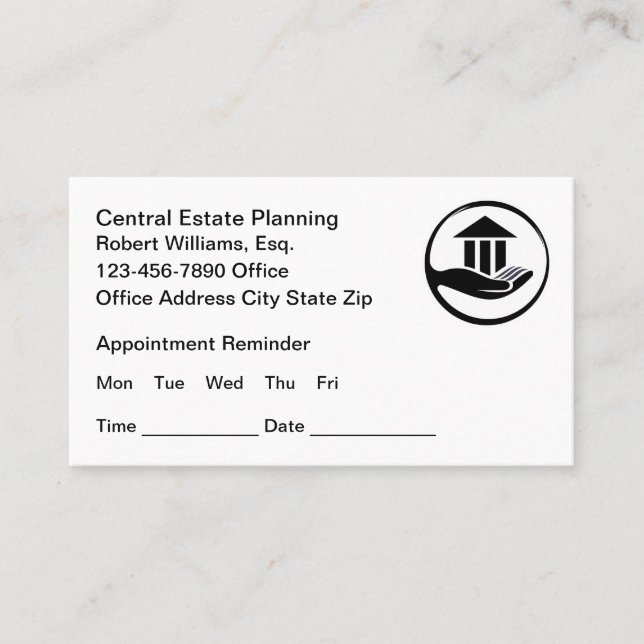 Tarjetas de cita de planificación patrimonial (Anverso)