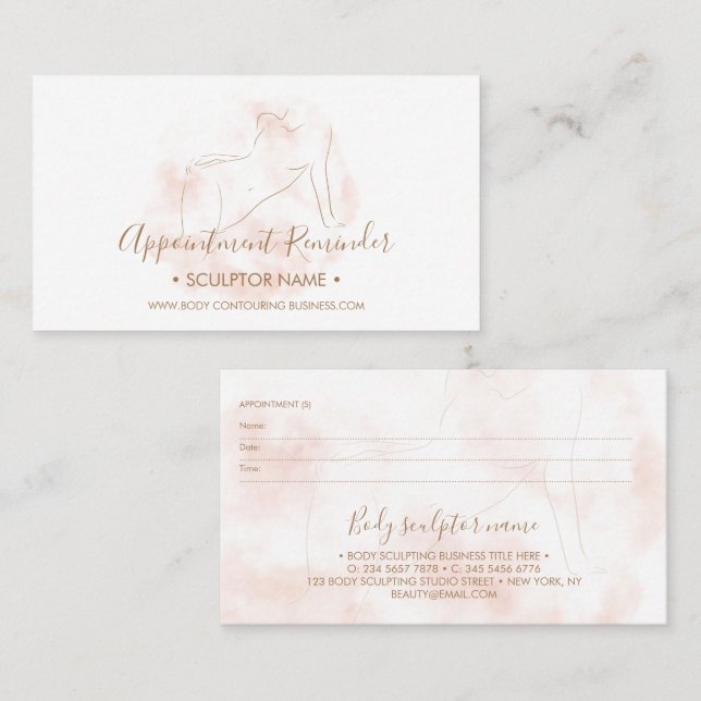 Tarjetas de cita de spa de contorneado de escultur (Anverso / Reverso)