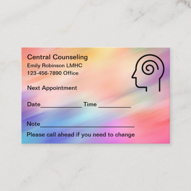 Tarjetas de cita del consejero de salud mental (Anverso)