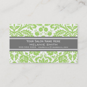 Tarjetas de cita del Salón Lime Gray Damask