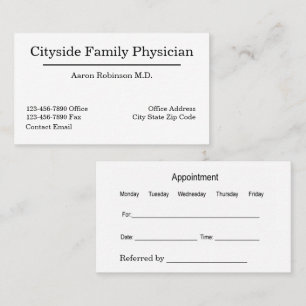 Tarjetas de cita médica de la Oficina del Médico d