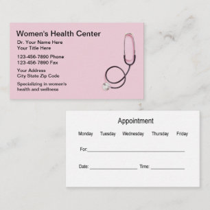 Tarjetas de cita médica para la salud de la mujer