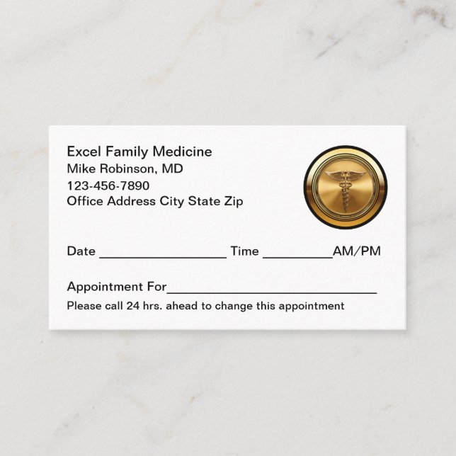 Tarjetas de cita médica sencillas pero elegantes (Anverso)