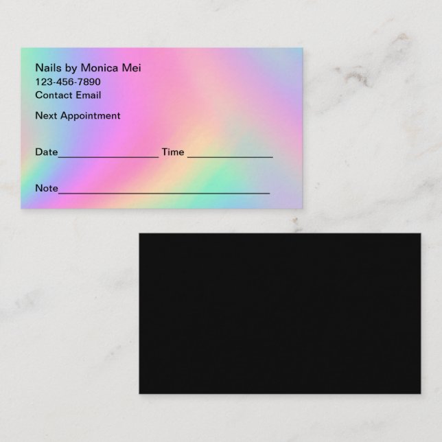 Tarjetas de cita para clientes de Manicure Nail Te (Anverso / Reverso)