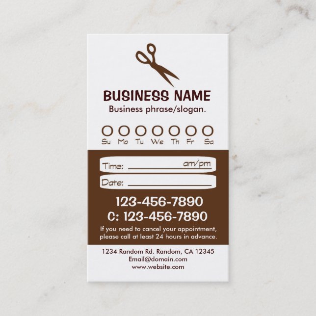 tarjetas de cita para el cabello blanco y marrón p (Anverso)