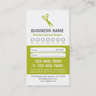 Tarjetas de cita para el cabello blanco y verde pe
