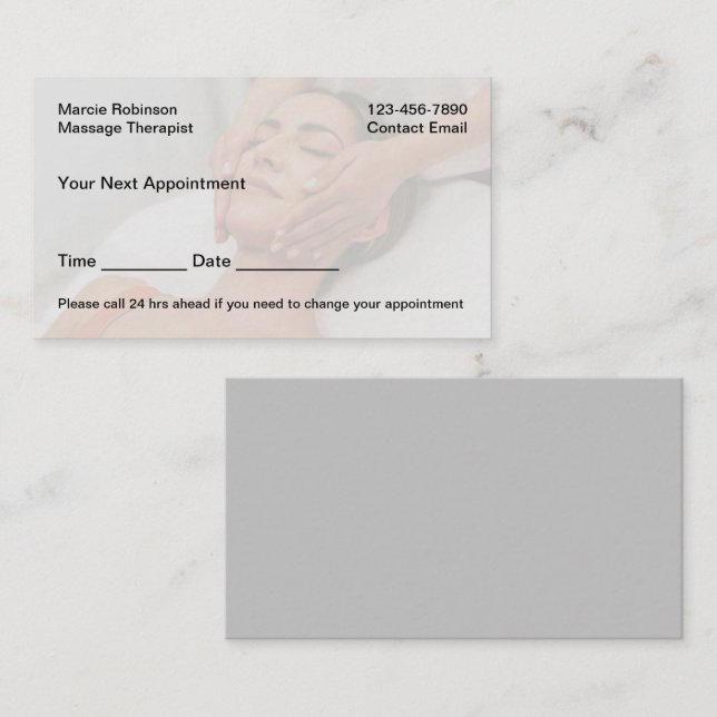 Tarjetas de cita para empresas de masaje simple co (Anverso / Reverso)