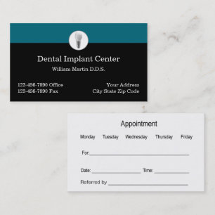 Tarjetas de cita para empresas Dental Implante Den