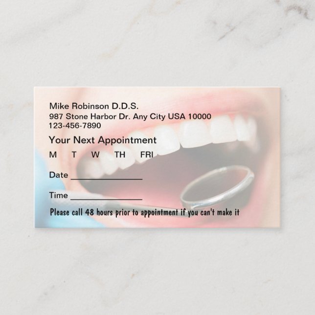 Tarjetas de cita para pacientes de la oficina de d (Anverso)