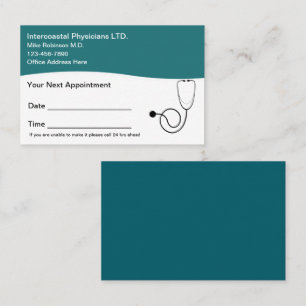 Tarjetas de cita para pacientes de la oficina del 
