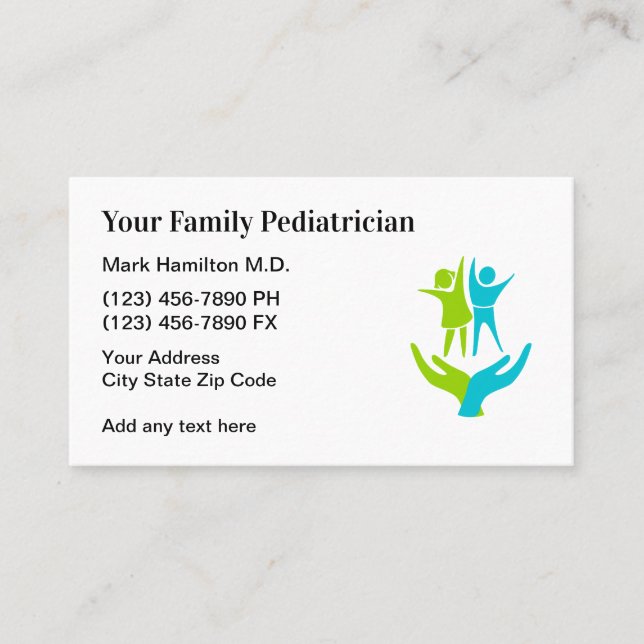 Tarjetas de cita para pediatras médicos (Anverso)