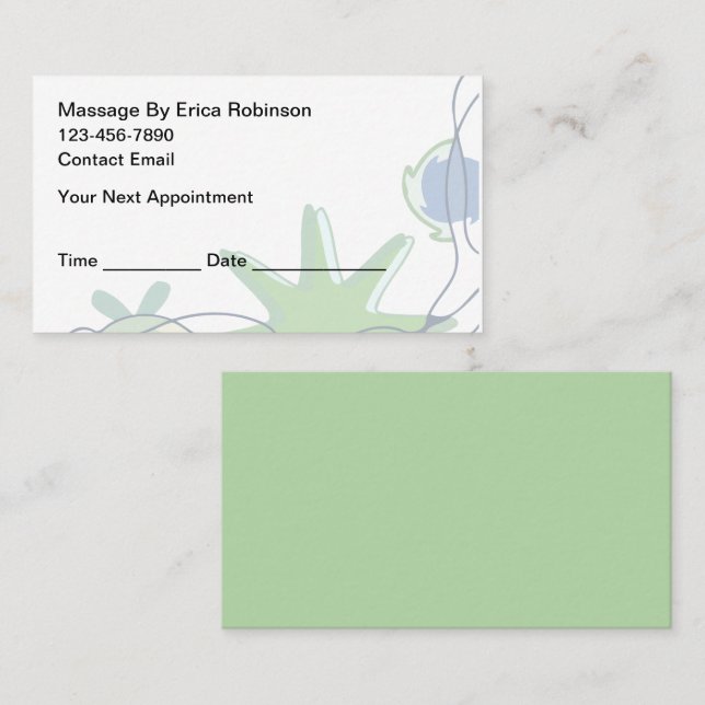 Tarjetas de cita personalizadas para masaje (Anverso / Reverso)