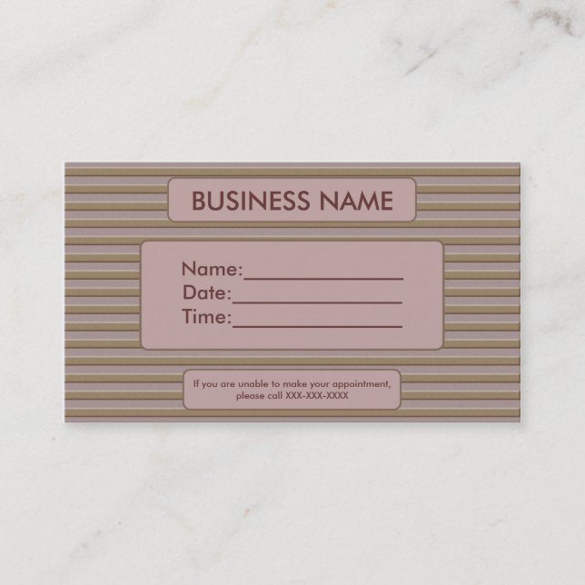Tarjetas de cita profesional con rayas marrones (Anverso)
