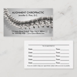 Tarjetas de cita quiropráctica con gráfico de colu