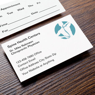 Tarjetas de cita sencillas para quiroprácticos con
