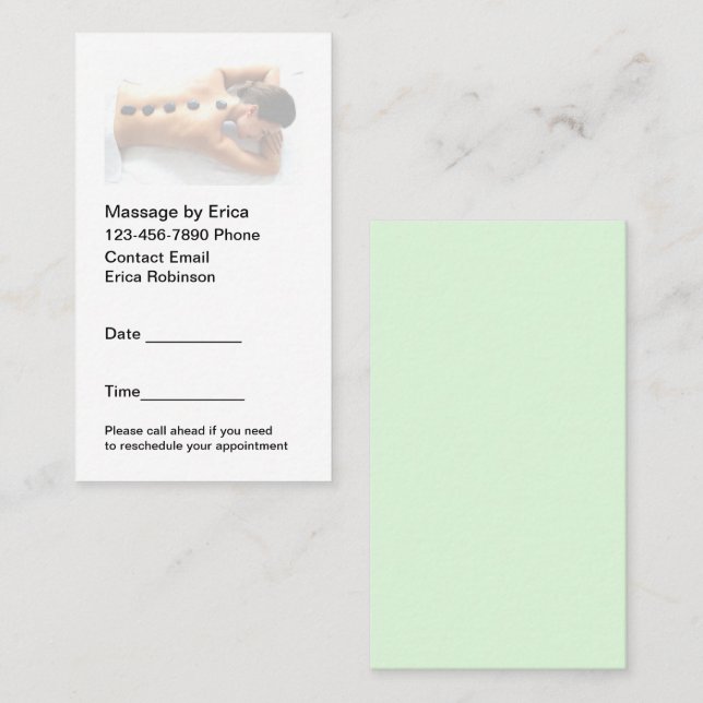 Tarjetas De Cita Sencillas Para Un Terapista De Ma (Anverso / Reverso)