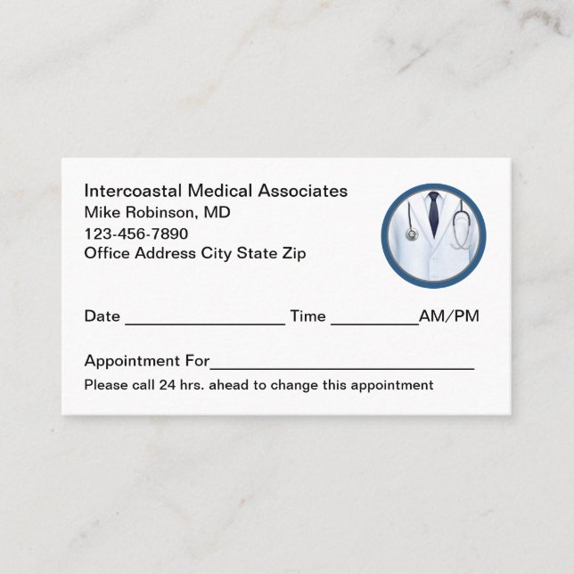 Tarjetas de cita simples de Médico médico (Anverso)