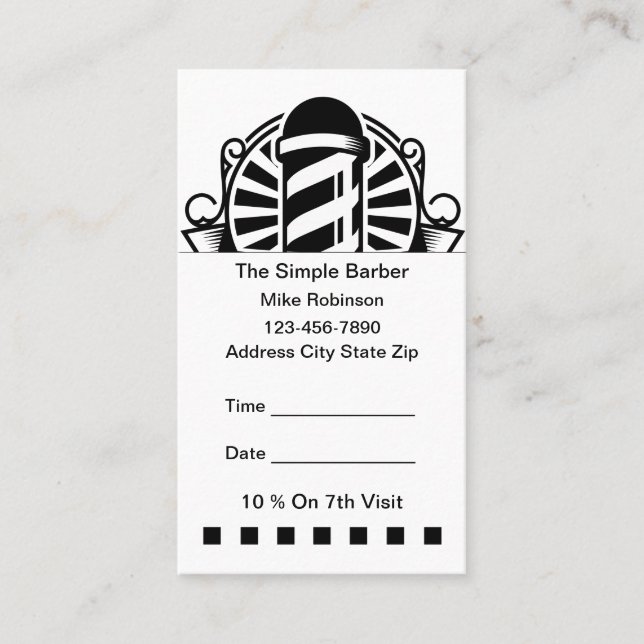 Tarjetas de Cita Simples para Barbería con Presupu (Anverso)