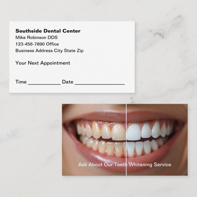 Tarjetas de citas a doble cara para consultorio de (Anverso / Reverso)