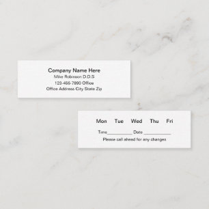 Tarjetas de citas compactas para consultorios dent
