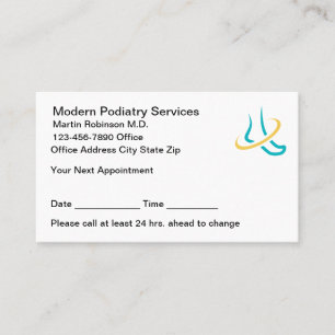 Tarjetas de citas con logotipo moderno de podólogo