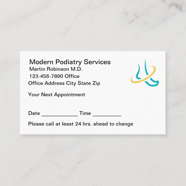 Tarjetas de citas con logotipo moderno de podólogo (Anverso)