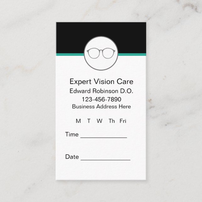Tarjetas de citas con oftalmólogo y médico de ojos (Anverso)
