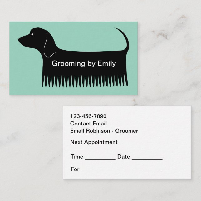 Tarjetas de citas de aseo de mascotas lindas (Anverso / Reverso)