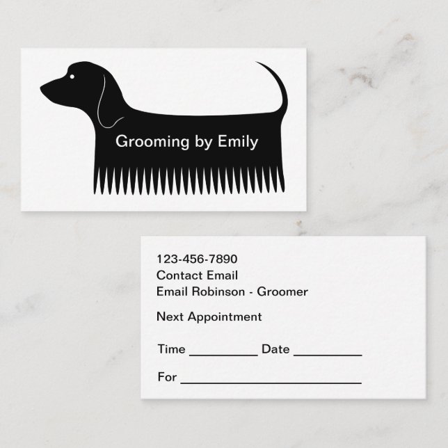 Tarjetas de citas de aseo de mascotas lindas (Anverso / Reverso)
