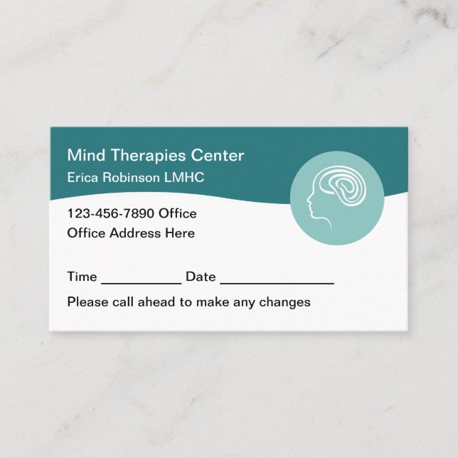 Tarjetas de citas de consejería de salud mental (Anverso)