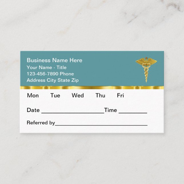 Tarjetas de citas de oficina médica con diseño ele (Anverso)