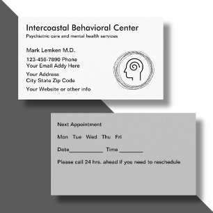 Tarjetas de citas de psiquiatra de salud mental