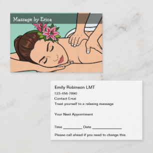 Tarjetas de citas de terapia de masaje de moda