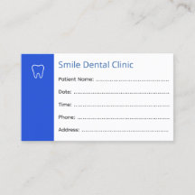Tarjetas de citas dentales Oficina de dentista Azu