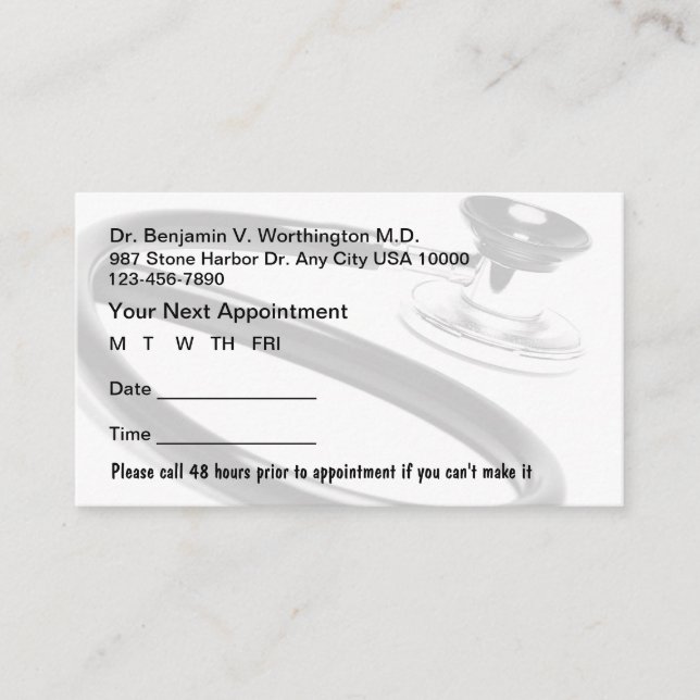 Tarjetas de citas médicas (Anverso)