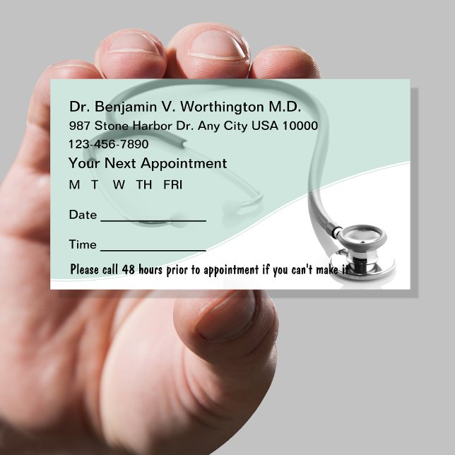 Tarjetas de citas médicas (medical office appointment cards)