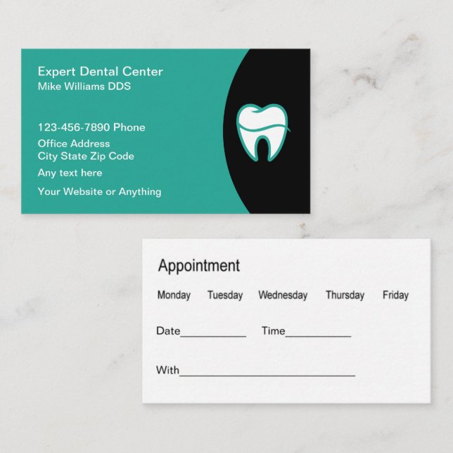Tarjetas de citas modernas de la oficina de dentis (Anverso / Reverso)