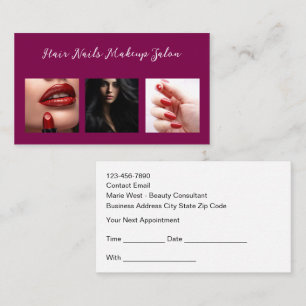 Tarjetas de citas para salón de belleza uñas cabel