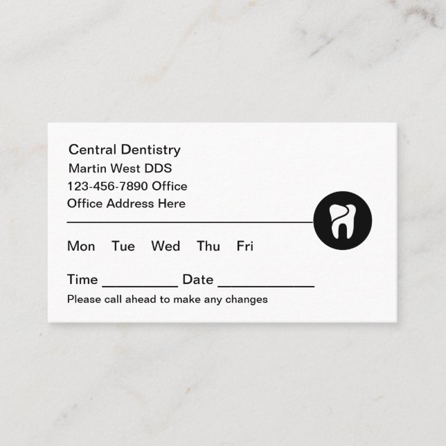 Tarjetas de citas sencillas para consultorios dent (Anverso)