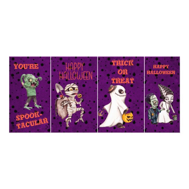 Tarjetas de clase de Halloween para niños espeluzn (Frente)