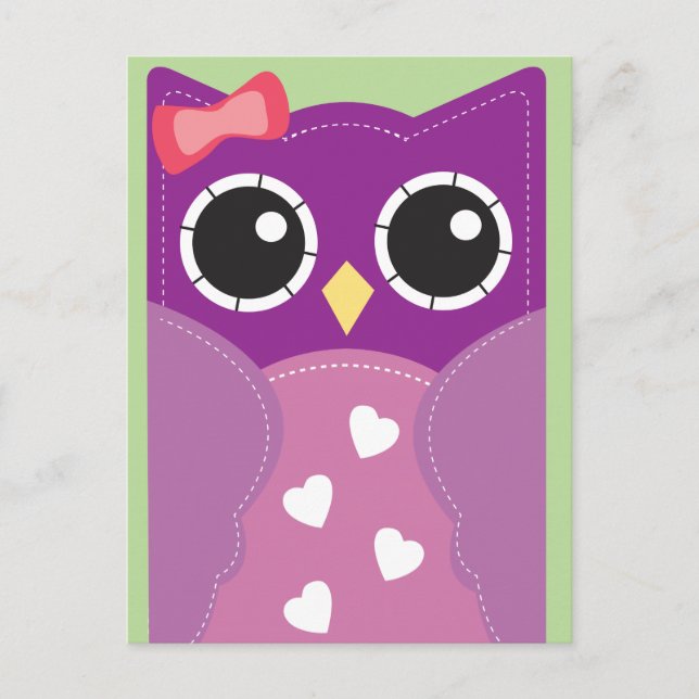 Tarjetas de clase Purple Valentine Owen para niños (Anverso)
