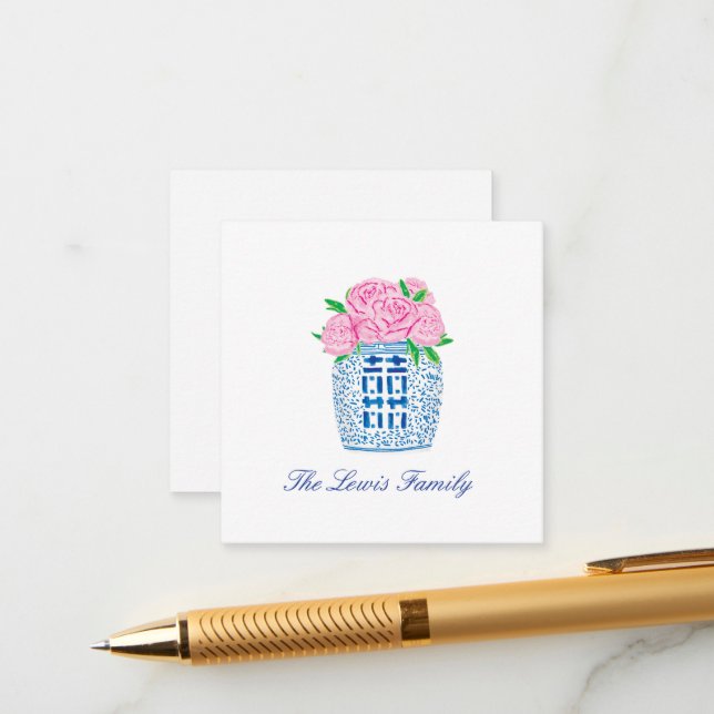 Tarjetas de clausura Chinoiserie Grandmillennial P (Anverso/Reverso In Situ)