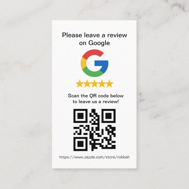 Tarjetas de código QR de reseñas de Google,Letrero (Anverso)
