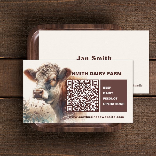 Tarjetas de código QR para empresas vacías (Cow Business QR Code Cards (front and back))