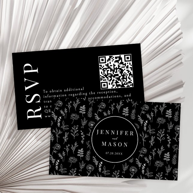 Tarjetas de código RSVP QR para boda moderna con f (Subido por el creador)