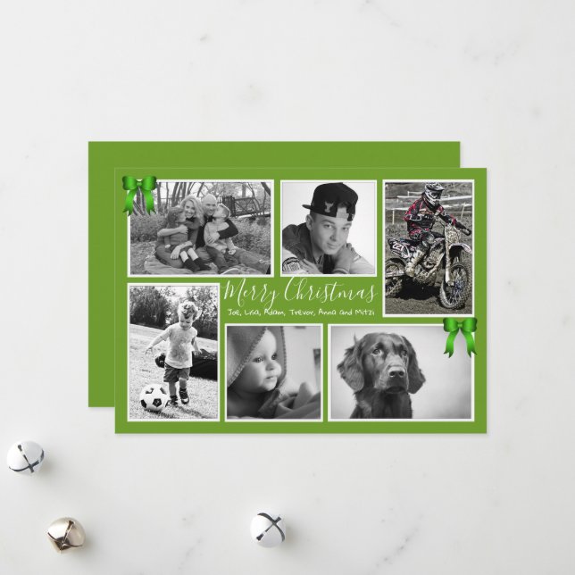 Tarjetas de Collage de fotos Green Big Family (Anverso/Reverso In Situ)