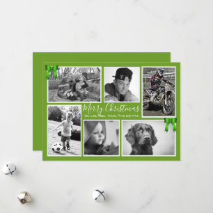 Tarjetas de Collage de fotos Green Big Family